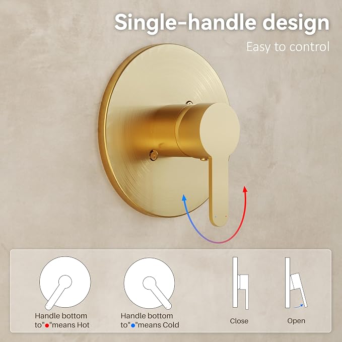 Tub Shower Faucet, Gold Shower Faucet Set with 10" Shower Head | All-Metal Bathroom Rainfall Showerhead and Bathtub Spout, Single-Handle Wall Mounted Tub Shower-Trim Kit Included Valve