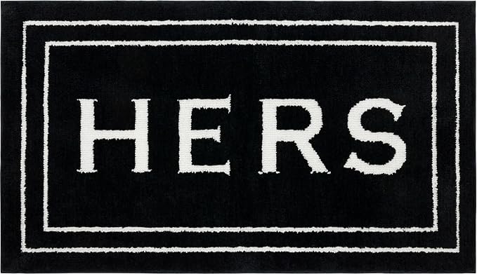 Mohawk Home Hers Casual Novelty; Solid Black 1' 5" X 2' Bath Mat Perfect for Bathroom