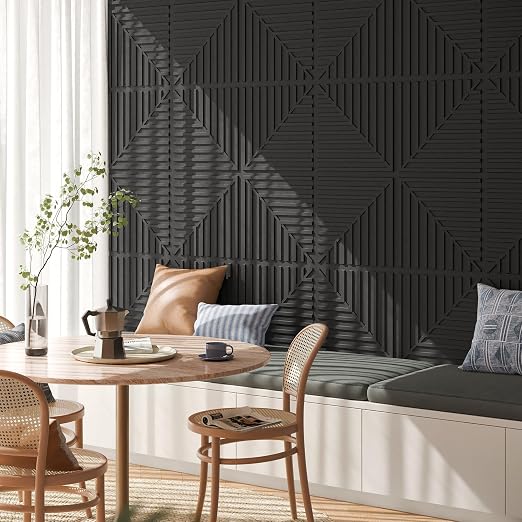 Art3d 12-Pack 2 x 2 ft 3D Textured Drop Ceiling Tiles, 24 x 24 in, Black | PVC, Lightweight, No Sag and Breakage, Compatible with Grid System, Perfect for Basement, Kitchen & Bathroom