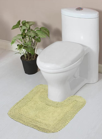 Home Weavers Radiant Collection 100% Cotton Bathroom Rugs Set, Washable Rug, Soft Cotton Extra Soft and Absorbent Bath Rug, Kitchen Mat, Bath Mat Set, Bath Floor Mat Non Slip, 20"x20" Contour, Green