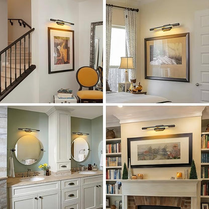 Black Vintage Picture Light Hardwired - 28 In Art Deco Lights Over Mirror Portrait Pictures Frame,Wall Sconce Lighting Fixture for Museum Bathroom Vanity Gallery Artwork Library Cuadros Painting Above