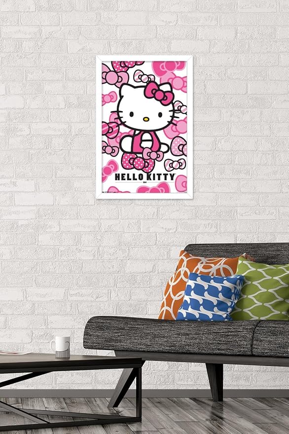 Trends International Hello Kitty - Bows Wall Poster, 14.725" x 22.375", White Framed Version