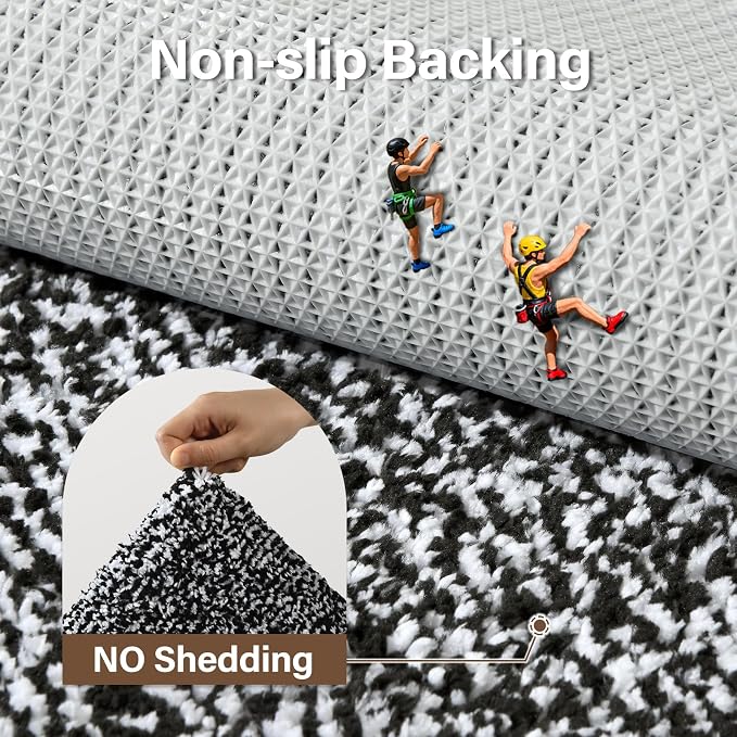 Bathroom Rugs 40x24 Non Slip Washable, Black Bath Mat for Bathroom Floor Tub, Soft Absorbent Quick Dry Mats for Shower, Bathtub,Home Decor