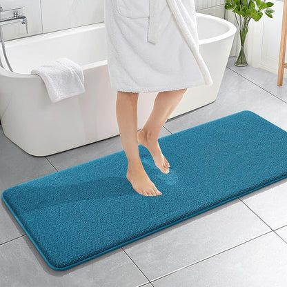 OLANLY Memory Foam Bathroom Runner Rugs 59x20, Long Bath Mats, Peacock Blue | Soft Quick Dry Bath Rugs, Non-Slip, Absorbent Machine Washable Mat for Bathroom Floor, Tub and Shower, Home Decor Accessories