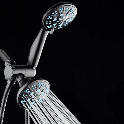 AquaDance Antimicrobial/Anti-Clog High-Pressure 30-setting Dual Head Combination Shower with Microban Nozzle Protection From Growth of Mold, Mildew & Bacteria for a Healthier Shower – Aqua Blue
