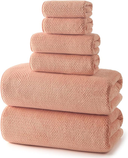 REDKISS Ultra Soft 6 Piece Towel Set, Premium Towels for Bathroom, Highly Absorbent, Quick Dry, Lightweight Bath Towels Set Collection, Includes 2 Bath Towels, 2 Hand Towels, 2 Washcloths, Orange
