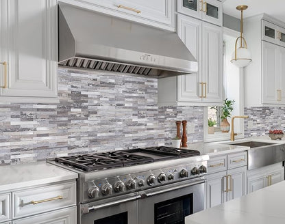 StyloVue 2 Sheets Peel and Stick Backsplash, Distressed Wood with Metal Silver Self Adhesive Wall Tiles Upgrade Your Kitchen Backsplash, RV, Fireplace