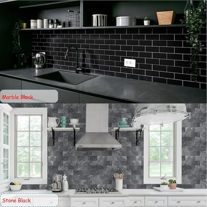 2026 New Upgrade Peel and Stick Backsplash Tile, Peel and Stick 11.34" X 11.57" Wall Tile for Kitchen, Bathroom, Fireplace, Laundry (Dark Rock, 20 Packs)