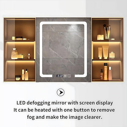 Bathroom Vanity with Sink - Single/Double Sink Bathroom Vanity & LED Fog Removal Mirror Cabinet, Modern Design, Wall-Mounted Floating Vanity (Single Sink, 32")