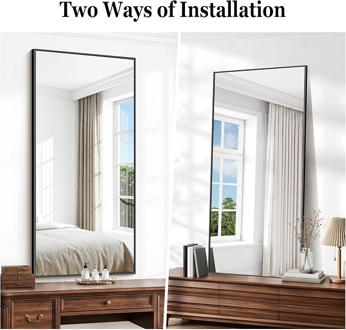 DESBING Black Bathroom Mirror for Wall, 24x48 Inch Rectangle Mirrors with Metal Frame, Modern Vanity Wall Mirror Decor for Entryway Hangs, Bathroom Living Room Horizontal or Vertical