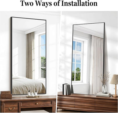 DESBING Black Bathroom Mirror for Wall, 24x48 Inch Rectangle Mirrors with Metal Frame, Modern Vanity Wall Mirror Decor for Entryway Hangs, Bathroom Living Room Horizontal or Vertical