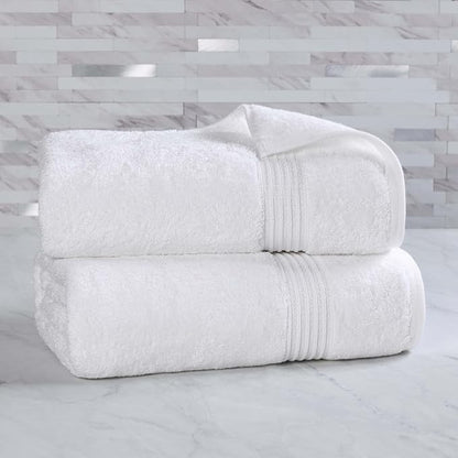 Superior 100% Egyptian Cotton Solid Bath Sheet Set, White, 2-Piece