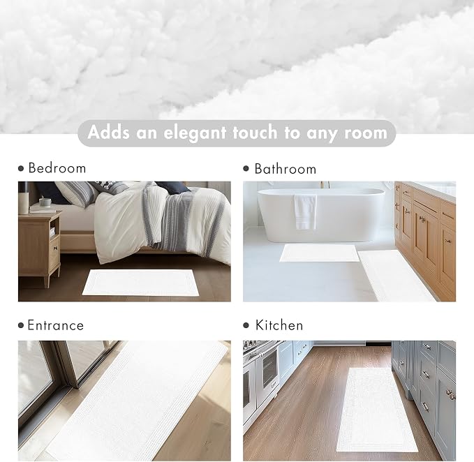 Madison Park Splendor Reversible 100% Cotton Bath Rug, 20 x 30, White | Tufted Bathroom Mat, 3000 GSM, Hotel Quality, Luxurious Plush, Medium Pile, Absorbent, Quick Dry, OEKO-TEX, Shower Room Décor