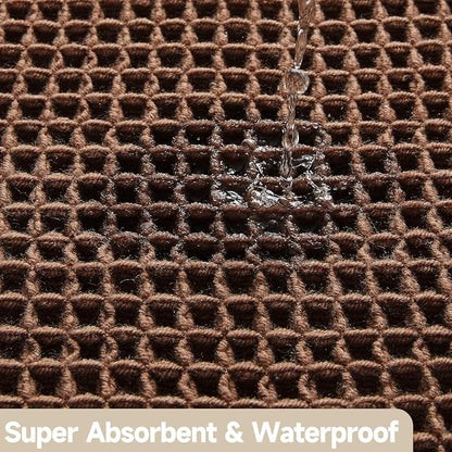 TYUU Waffle Runner Rug Bathroom, Long Boho Bath Mat, 60x24 Mocha | Super Absorbent Quick Dry Bath Rug, Non-Slip Backing, Soft Waffle Washable Farmhouse Bathroom Mats, Tub, Shower & Home Decor
