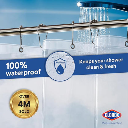 CLOROX Shower Curtain Liner, Premium Medium-Weight Durable Waterproof 6g PEVA for Bathroom with Weighted Magnets, Extra Long 72" x 96", Clear 1 Pack