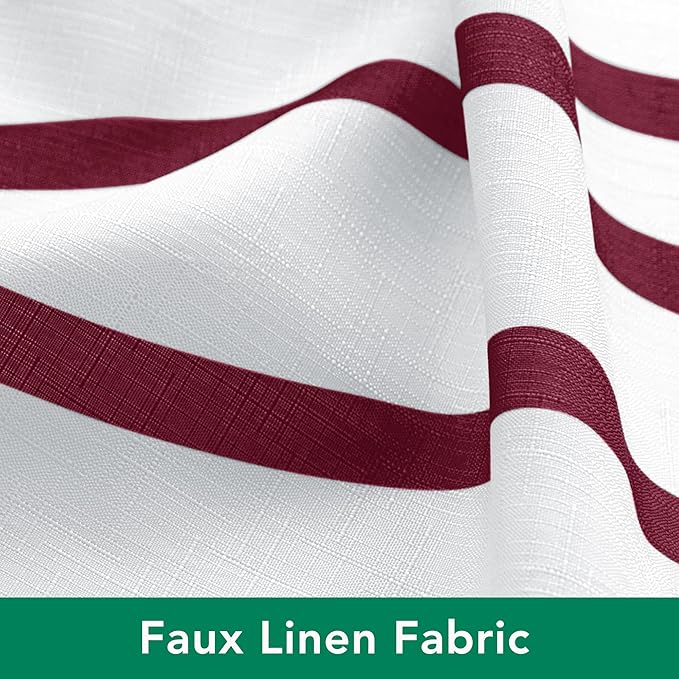 Fabric Modern Shower Curtain-Burgundy & White Shower Curtains for Bathroom | 72"W x 72"L Textured Faux Linen Luxury Hotel Quality Washable-Abstract Wavy Cloth Bath Curtain-Apartment Minimalist Decor