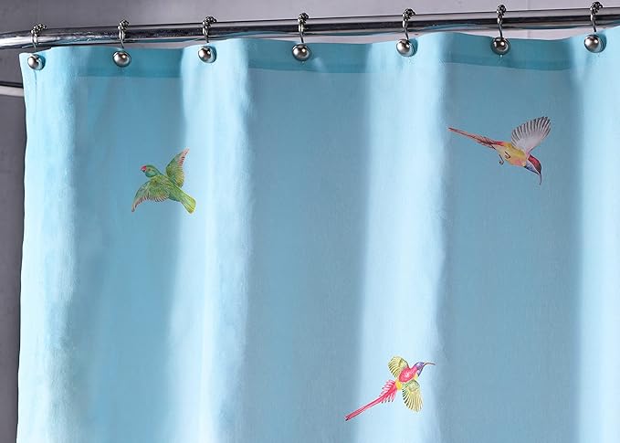 Maison d' Hermine Shower Curtain 100% Cotton One Panel 70"x72" Washable Fabric Shower Curtains for Bathroom, Easy Hanging with 12 Button Holes - Home Hotel Spa Easter Gifts (Paradisio)