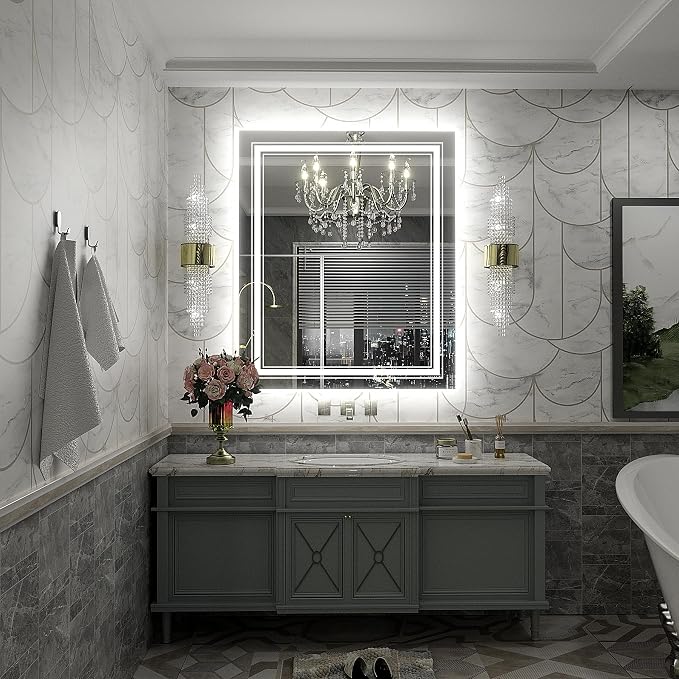 32x36 inch LED Mirror for Bathroom with Backlit and Front lit | Dimmable Illuminated Vanity Mirror with Lights, Anti-Fog, Shatter-Proof, Memory, ETL Listed (Horizontal/Vertical)