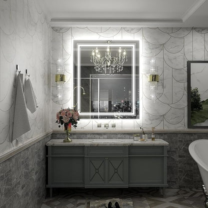 32x36 inch LED Mirror for Bathroom with Backlit and Front lit | Dimmable Illuminated Vanity Mirror with Lights, Anti-Fog, Shatter-Proof, Memory, ETL Listed (Horizontal/Vertical)