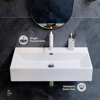 Claire 30” Rectangle Wall-Mount Bathroom Sink