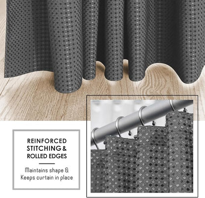 Clara Clark Grey Shower Curtain - Hotel Quality Waffle Fabric Bath Curtain 72x72, Heavy Duty Waterproof Shower Curtains for Bathroom