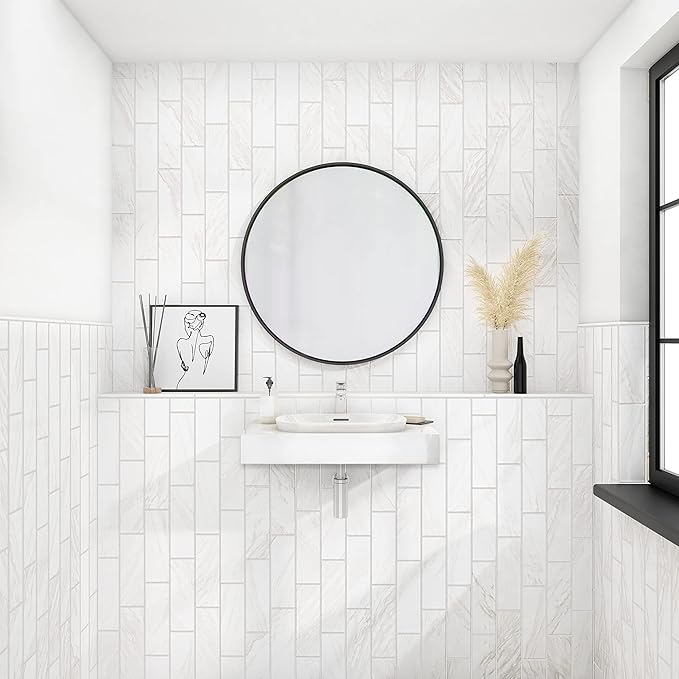Daltile Perpetuo 4" X 12" Glazed Ceramic Wall Tile in Satin Timeless White (28 pieces per carton) (10.64 sqft per carton)