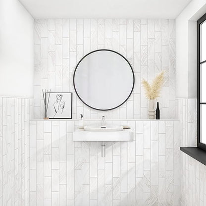 Daltile Perpetuo 4" X 12" Glazed Ceramic Wall Tile in Satin Timeless White (28 pieces per carton) (10.64 sqft per carton)