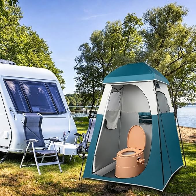 Portable Toilet with Non-Slip Mat, Leak-Proof & Odorless Travel Toilet, Brown