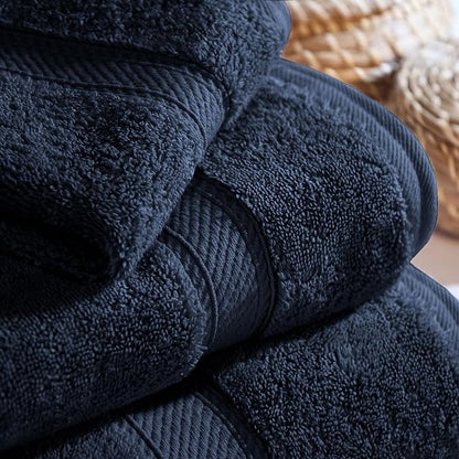 SUPERIOR Egyptian Cotton Ultra Plush & Absorbent, 3 Piece Set, Navy Blue | Quick Dry, Soft Luxury Towel Set, Bath Essentials, Guest Bath, Spa, 1 Bath, 1 Hand, 1 Face Towels, Madeline Towels