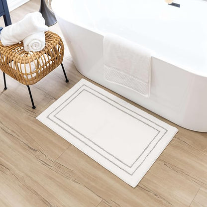 Mohawk Home Corona Casual Geometric White 2' X 3' 4" Machine Washable Bath Mat Perfect for Bathroom