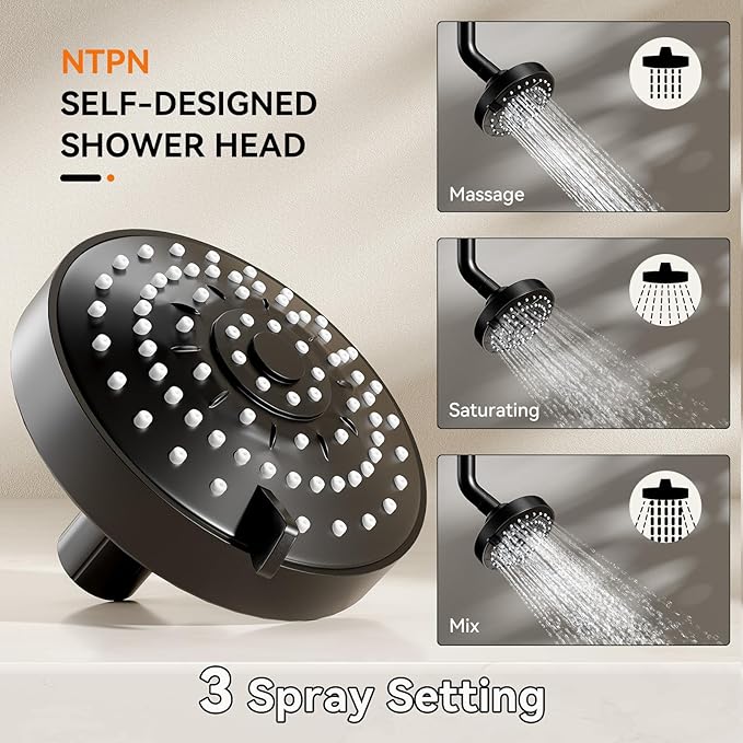 Dual Shower Head for Couples, Double Showerheads (Black) | High Pressure, Two Showerhead System Fit 2 Person People, Birthday Gifts for Women Men, Spa-Like, Segmented Design
