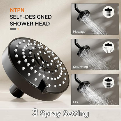 Dual Shower Head for Couples, Double Showerheads (Black) | High Pressure, Two Showerhead System Fit 2 Person People, Birthday Gifts for Women Men, Spa-Like, Segmented Design