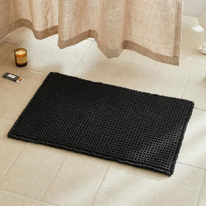 TYUU Black Waffle Bath Mat, Boho Bathroom Rugs Non Slip Washable, 30x20 | Super Absorbent Quick Dry Bath Rug, Non-Slip Backing, Soft Waffle Washable Farmhouse Bathroom Mats, Tub, Shower & Home Decor