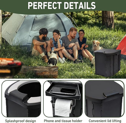 Portable Toilet for Camping, 12.6" H Capacity 450LBS Porta Potty for Adults