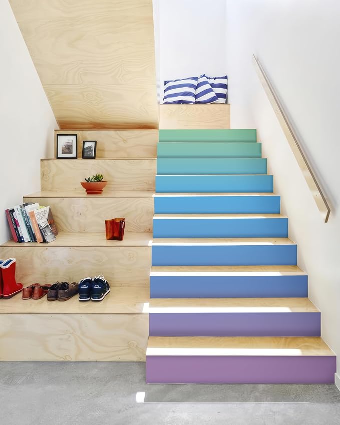 FLFK Iridescent Stair Stickers - Set of 15, Peel and Stick Stair Riser Decals, 39.3"x7.08"