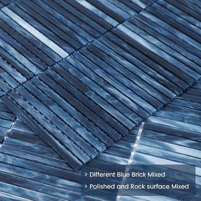 Glass Mosaic Tile Backsplash Blue 12 Inch 5 sq.ft | Elegance for Kitchen Bathroom and Shower Backsplash 5-Pack