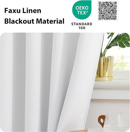 NICETOWN Faux Linen Door Curtain Panel, French Door Curtains Blackout Thermal Insulated Sidelight Privacy Panels for Window/Living Room/Doorways (25W by 72L inches, 1 Panel, Greyish White)
