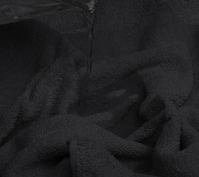 Looperry 6 Pack Small Bath Towel Set - 100% Cotton 23x46 Shower Towels in 450 GSM. Lightweight & Absorbent Quick Dry Gym Towel for Showering, Pet Drying, Spas & Salons. Terry Ringspun Towels (Black)