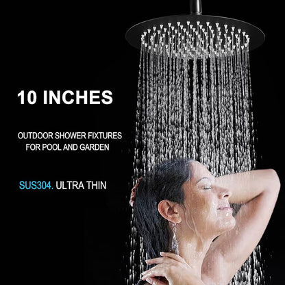 Shower Faucet - Shower Faucets Sets Complete, Shower System - Outdoor Shower Kit/Outdoor Shower Enclosure/Outdoor Shower Fixtures W/ SS304 Shower Head with Handheld High Pressure, Black