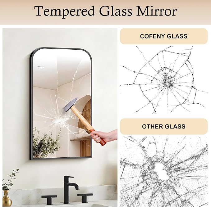 COFENY Bathroom Mirror, 18x30 inch Black Rectangle Wall Mounted Mirror with Thin Frame, Bathroom Vanity Mirrors for Over Sink, Entryway, Living Room, Bedroom