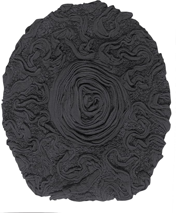 Home Weavers Bell Flower Toilet Lid Cover – 18"x18", 100% Cotton Tufted, Soft & Absorbent, Non-Slip, Machine Washable Bathroom Seat Cover, Gray