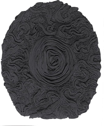 Home Weavers Bell Flower Toilet Lid Cover – 18"x18", 100% Cotton Tufted, Soft & Absorbent, Non-Slip, Machine Washable Bathroom Seat Cover, Gray