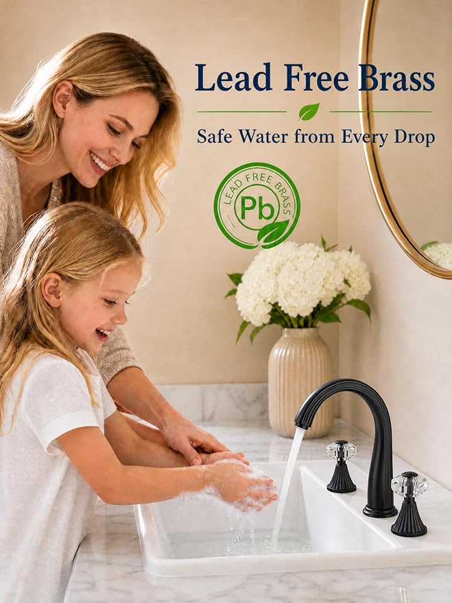 Bathroom Faucets 3 Hole, Sink Faucet 3 Hole with Crystal Knobs, White Gold Bathroom Sink Vanity Vintage Taps with Supply Hoses, Three Hole Vessel Bathroom Faucets,llaves para lavamanos de baño