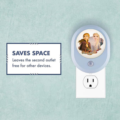 Disney Frozen II MySelect LED Night Light, Motion Sensor, Dusk-to-Dawn | Featuring Anna and Elsa, Ideal for Girls' Bedrooms, Nurseries, or Bathrooms – 44473