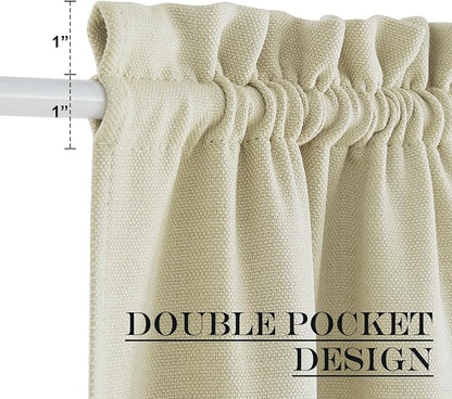 NICETOWN Room Darkening Curtain Panel for French Door, Farmhouse Patio Door Window Curtains Thermal Insulated Rod Pocket Shade for Living Room Glass, W36 x L72, Beige, 1 Panel