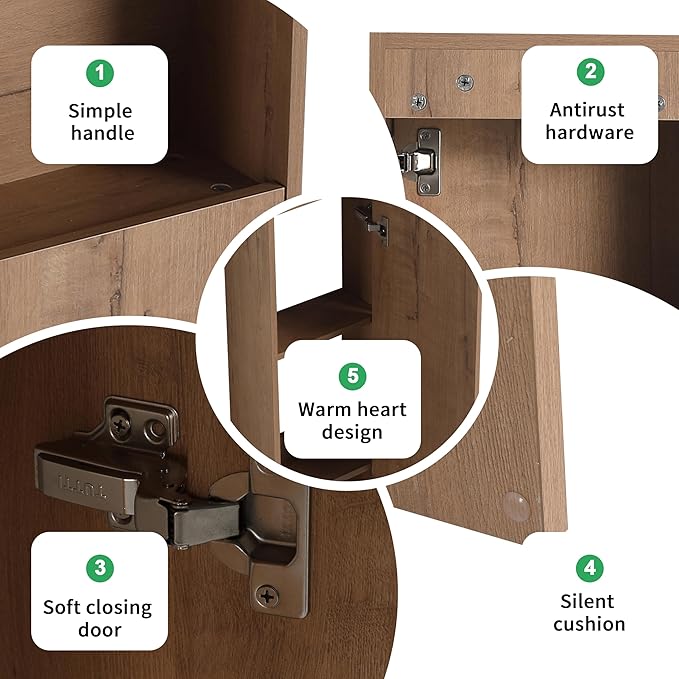 12'' Floating Bathroom Wall Cabinet with Soft Close Doors, 12 Inch Storage Cbinet, Space Saving Storage for Towels & Toiletries, KD Assembly Moisture Resistant Design, Imitative Oak