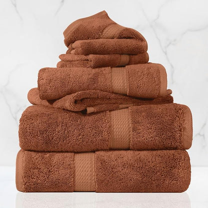 SUPERIOR Egyptian Cotton Ultra Plush & Absorbent, 6 Piece Set, Rust | Quick Dry, Soft Luxury Towel Set, Bath Essentials, Guest Bath, Spa, 2 Bath, 2 Hand, 2 Face Towels, Madeline Towels