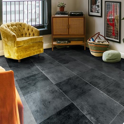 Art3dwallpanels Peel and Stick Floor Tiles 30-Pack 12x12 inch Black Marble | Self Adhesive, Waterproof Vinyl Flooring, Marble Pattern, for Kitchen, Dining Room, Bedrooms, Cover 30 Sq. Ft