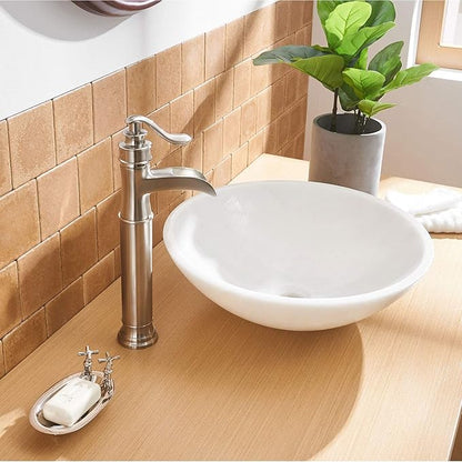 BWE Vessel Sink Faucet Waterfall Brushed Nickel Bathroom Commercial Vanity Sink Faucets with Supply Lines Combo Single Handle Bath Basin Bowl Centerset Sink Lavatory Tall Mixer Tap