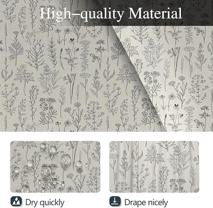 Coxila Vintage Floral Shower Curtain Long Wide Beige Flower Retro Farmhouse Rustic Cream Country Ivory Botanical Spring Boho Cute Plant Nature Bathroom 72 x 72 Inch Polyester Fabric 12 Pack Hooks